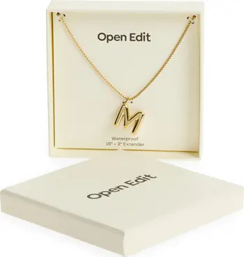 Open Edit Waterproof Bubble Initial Pendant Necklace | Nordstrom | Nordstrom