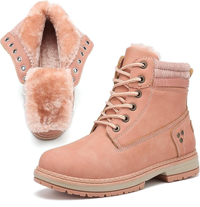 KARKEIN Ankle Boots for Women Low Heel Work Combat Boots Waterproof Winter Snow Boots | Amazon (US)