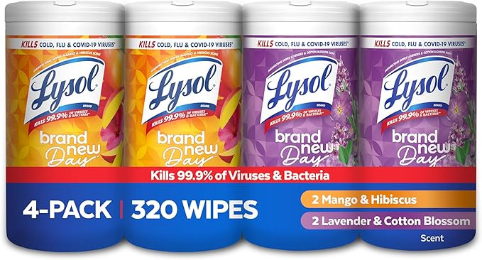 Lysol Disinfecting Wipes Bundle, Home Apartment Dorm Room Essentials and Cleaning Supplies, All P... | Amazon (US)