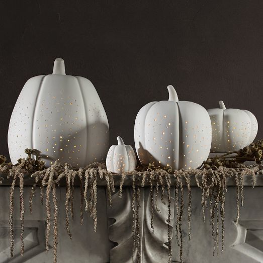 Pierced Porcelain Pumpkins & Gourds | West Elm (US)