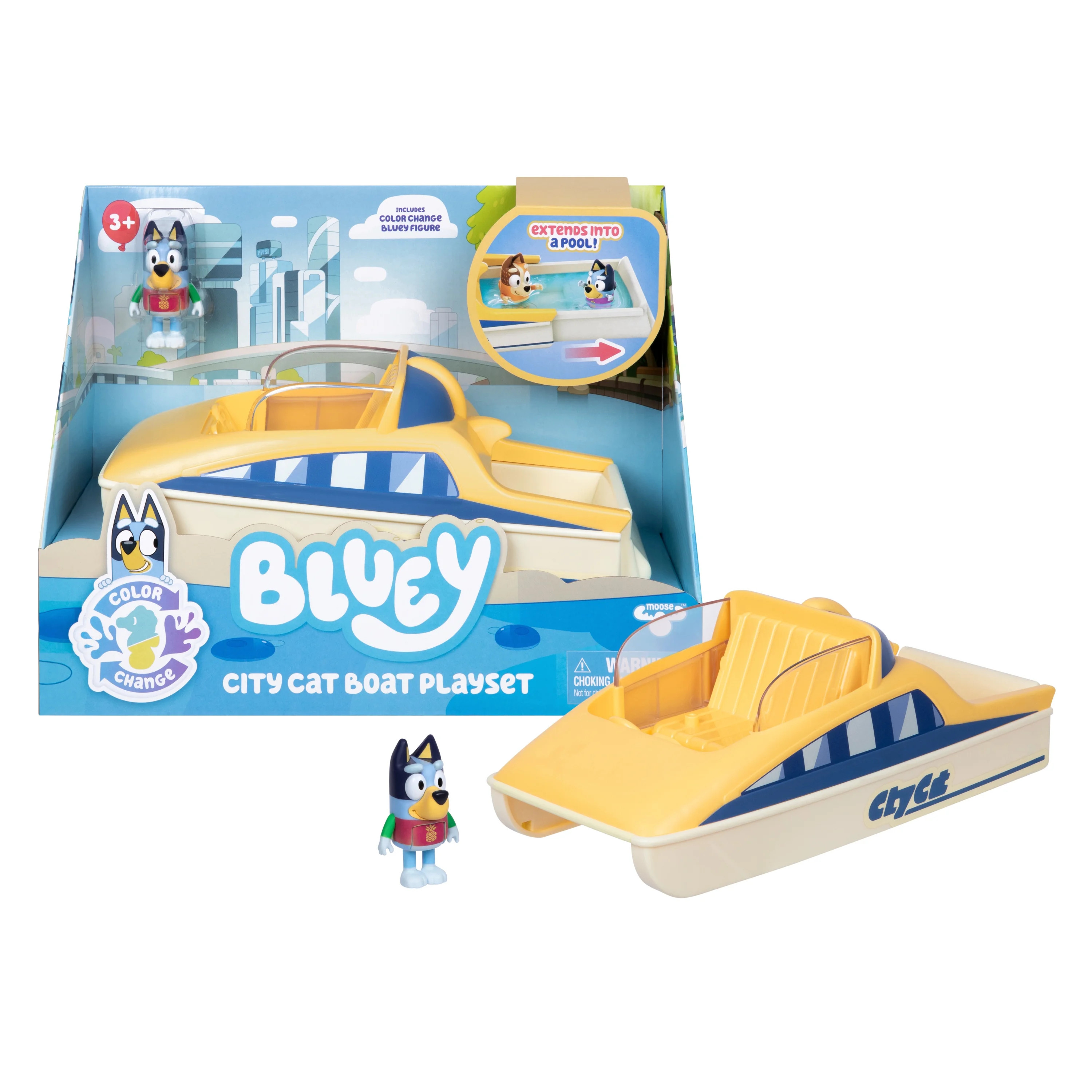 Bluey CityCat Playset with Extendable Pool, Includes Exclusive Bluey Figure With Color-Change Ras... | Walmart (US)