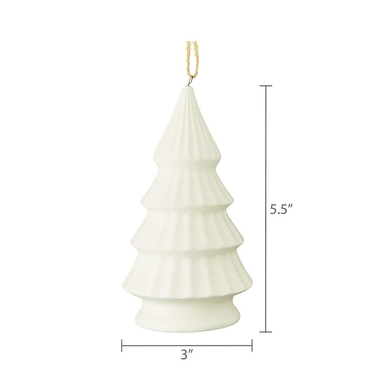 White Ceramic Tree Christmas Ornament, Modern Frost Theme, 4.9", by Holiday Time | Walmart (US)