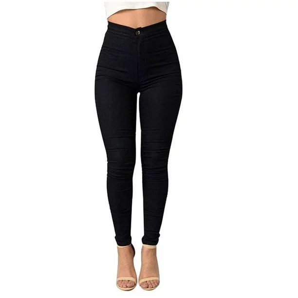 Women's High Waist Stretch Denim Skinny Leggings Jegging Pencil Pants - Walmart.com | Walmart (US)