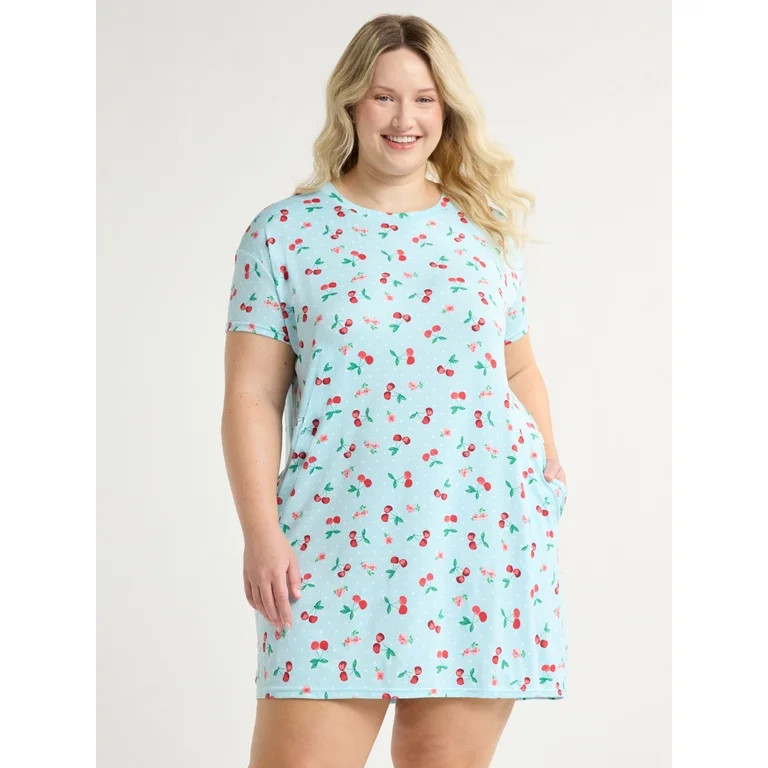Joyspun Women's Short Sleeve Sleepshirt, Sizes S/M to 2X/3X - Walmart.com | Walmart (US)