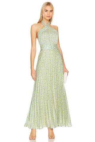 byTiMo Plisse Halterneck Dress in Green Garden from Revolve.com | Revolve Clothing (Global)