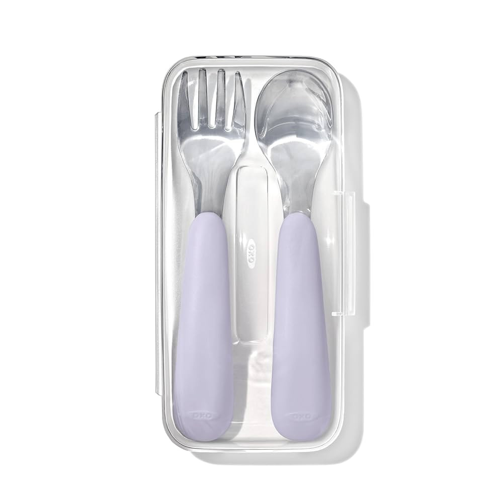 OXO Tot On-The-Go Fork and Spoon Set - Lilac | Amazon (US)