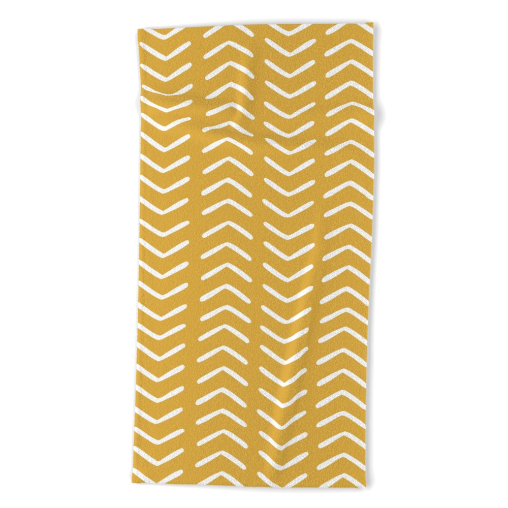 Boho Mudcloth Arrow Pattern, Mustard Yellow Beach Towel by meganmorrisart | Society6