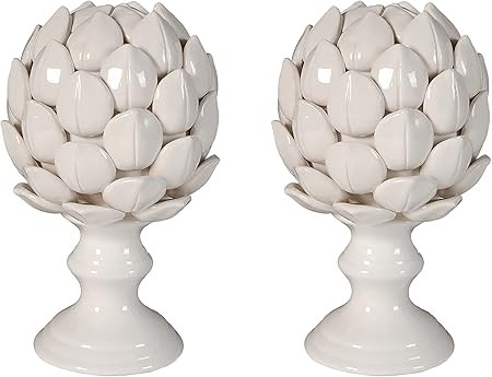 A&B Home Ceramic Artichoke Statue Finial 8.7-Inch, White, Set of 2 | Amazon (US)