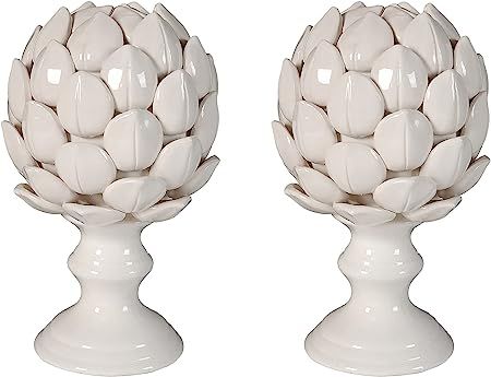 A&B Home Ceramic Artichoke Statue Finial 8.7-Inch, White, Set of 2 | Amazon (US)