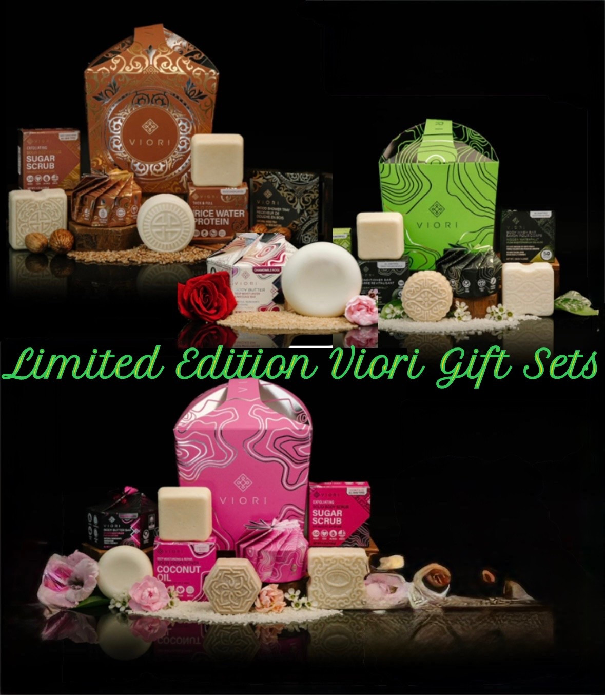Limited Edition Viori Gift Sets in the most beautiful little boxes. Each one has a shampoo, conditioner, and a body bar. All plant based ingredients that is gentle on the hair and skin. #giftset #viori

#LTKGiftGuide #LTKHoliday #LTKCyberWeek