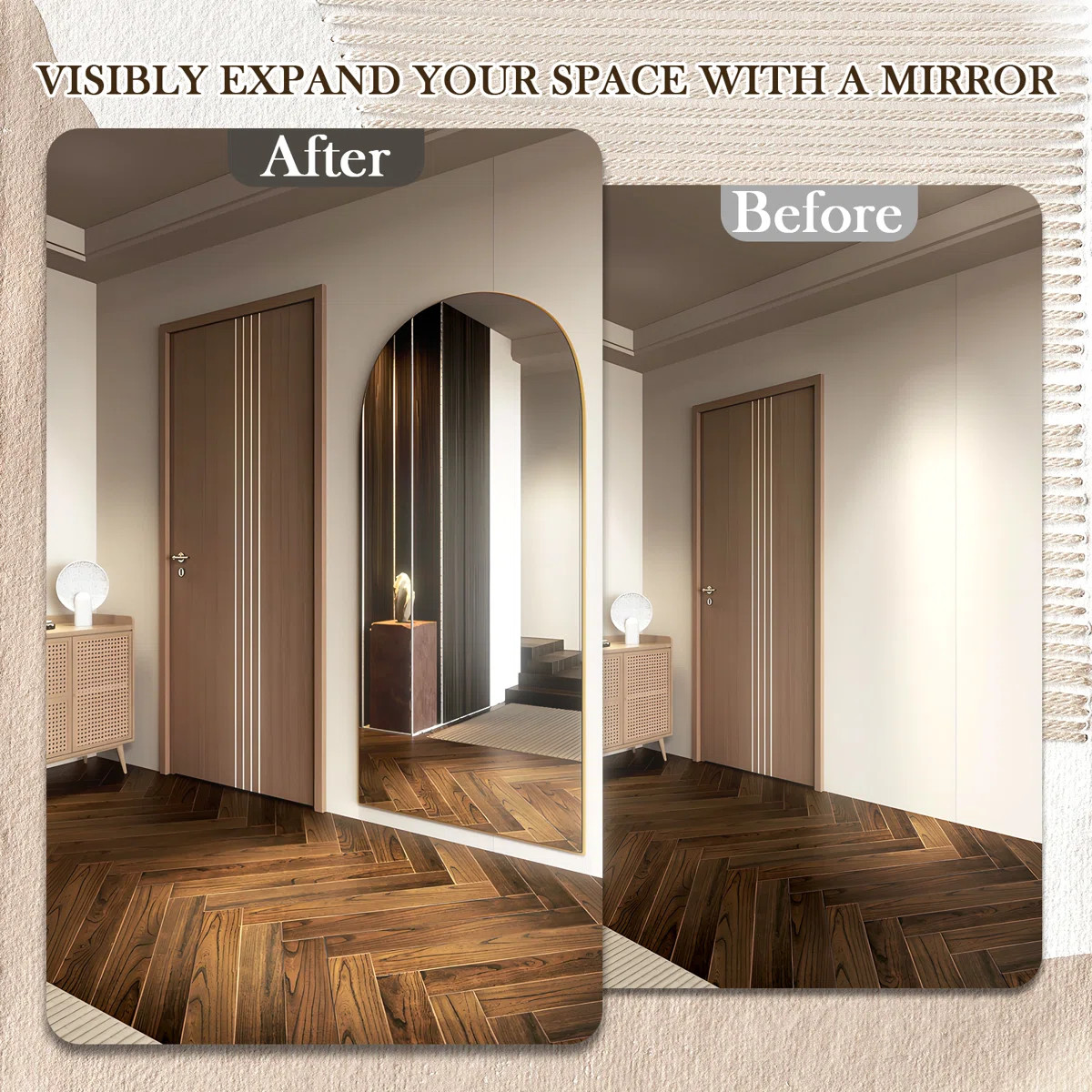 Ebern Designs Oversized Arched Full Length Mirror Frameless Floating Design, Wall Mirror Hanging ... | Wayfair North America