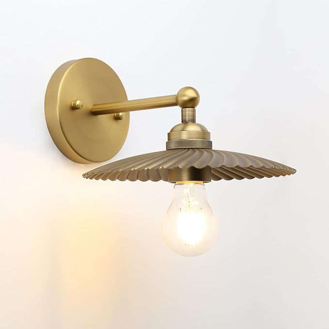 JIMUBEAM Vintage Metal Wall Sconce Lighting, Industrial Wall Light Fixture Brass Finished Rippled... | Amazon (US)