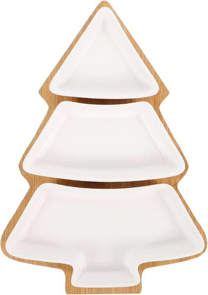 DOITOOL Christmas Ceramic Serving Dish Removable Xmas Tree Snack Appetizer Tray Dessert Platter P... | Amazon (US)