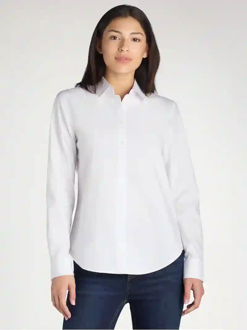 Time and Tru Women's Button Down Shirt with Long Sleeves, Sizes XS-XXXL - Walmart.com | Walmart (US)
