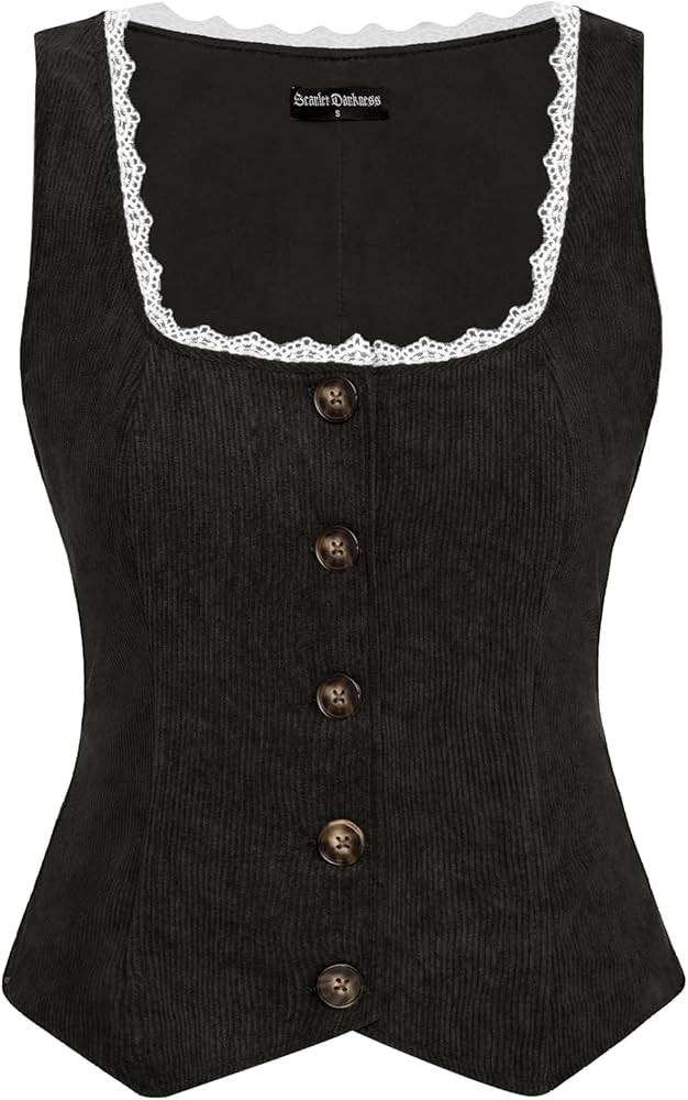 SCARLET DARKNESS Women Renaissance Corset Vest Vintage Corduroy Medival Waistcost | Amazon (UK)