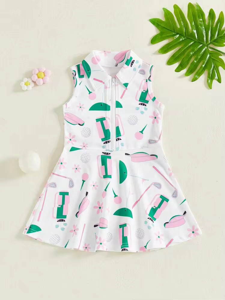 Kids Girls Golf Outfit Toddler Girl Sleeveless Golf Dress Summer A Line Polo Dresses Athletic Wor... | SHEIN