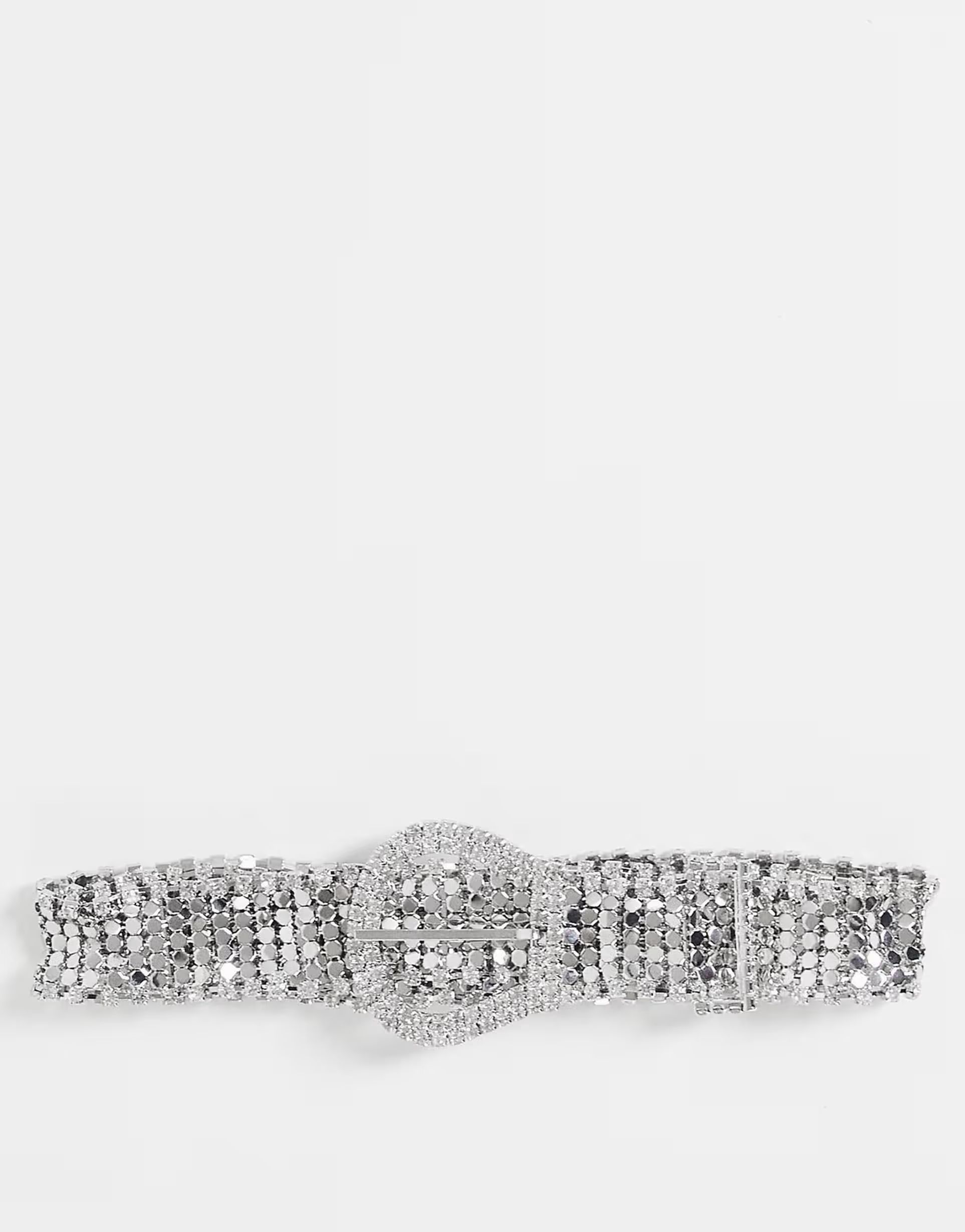 ASOS DESIGN chainmail and diamante western belt in silver | ASOS (Global)