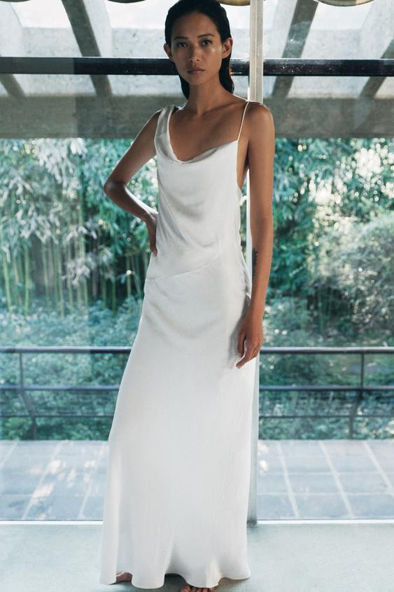 SATIN DRESS WITH BACK NECKLINE | Zara US
