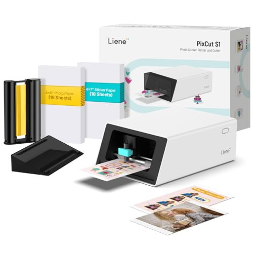 Liene PixCut S1 Color Sticker Printer & Cutting Machine - All-in-One Sticker Maker for DIY Crafts, Custom Labels & Gifts. Thermal Dye-Sublimation Photo Printer, 300 DPI, Precise AI Auto-Cutting | Amazon (US)