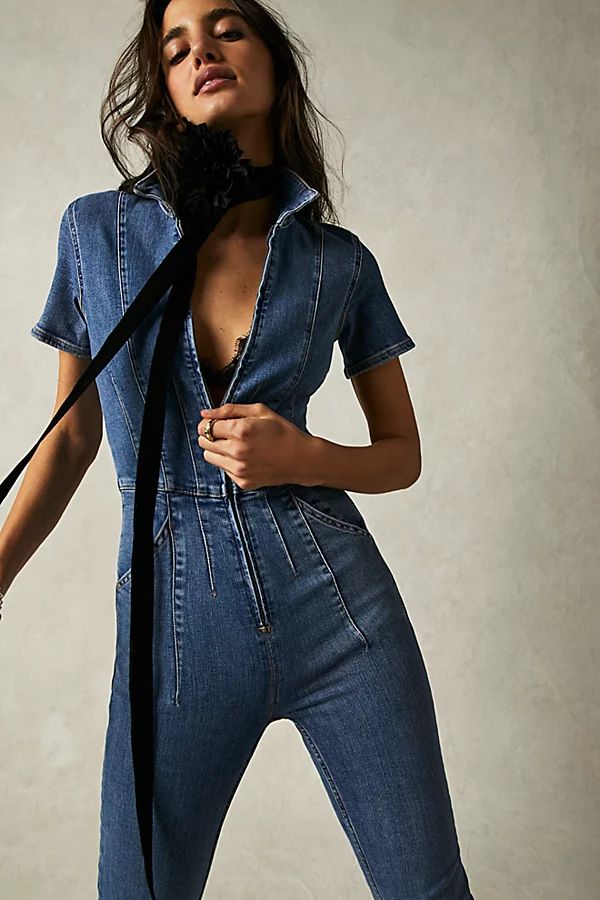 Jayde Flare Jumpsuit by We The Free at Free People, Sunburst Blue, XS | Free People (Global - UK&FR Excluded)