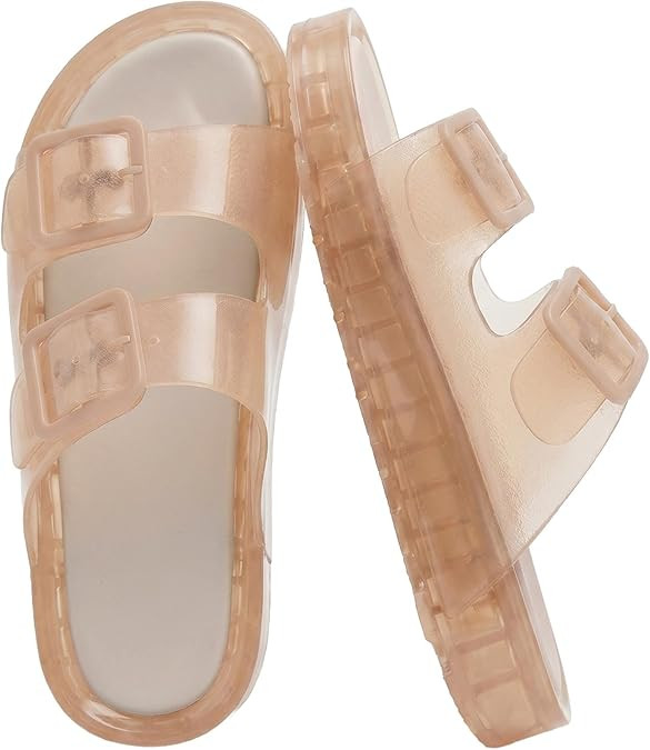 NEEP Jelly Sandals for Women Non-Slip Pool Slides Vintage Platform Double Buckle Waterproof Sanda... | Amazon (US)
