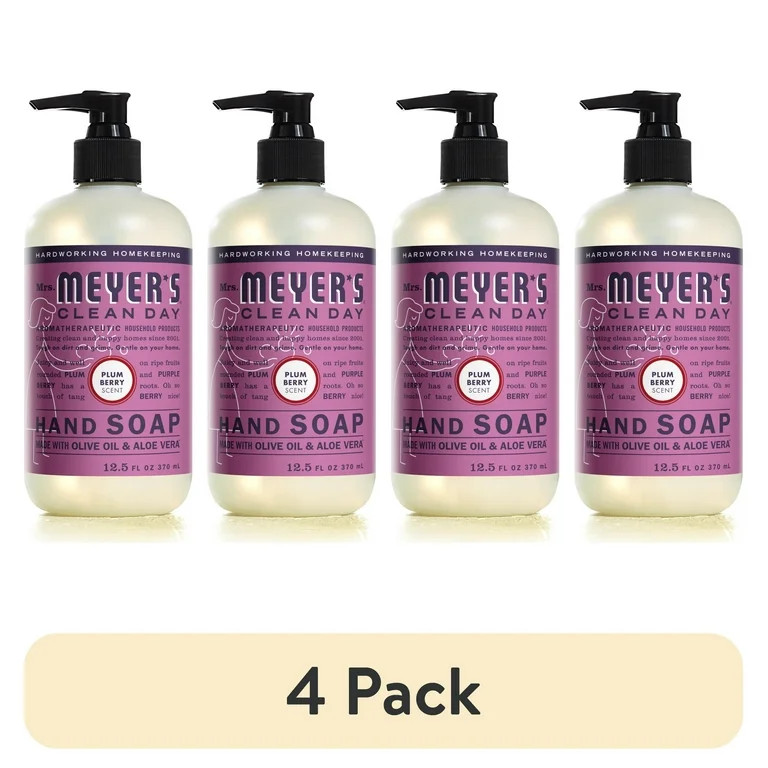 (4 pack) Mrs. Meyer's Clean Day Liquid Hand Soap, Plum Berry Scent, 12.5 Ounce Bottle | Walmart (US)