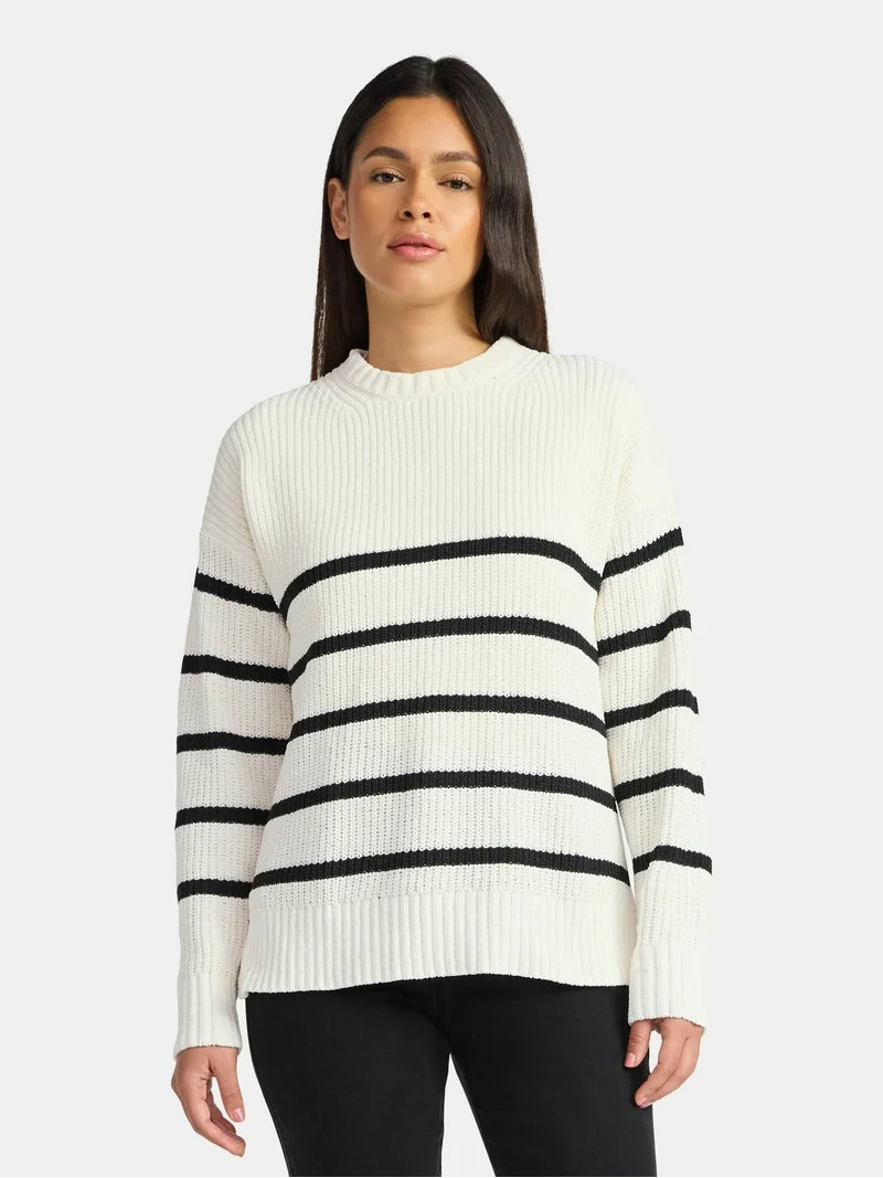 Time and Tru Women's Chenille Sweater with Long Sleeves, Midweight, Sizes XS-XXXL | Walmart (US)