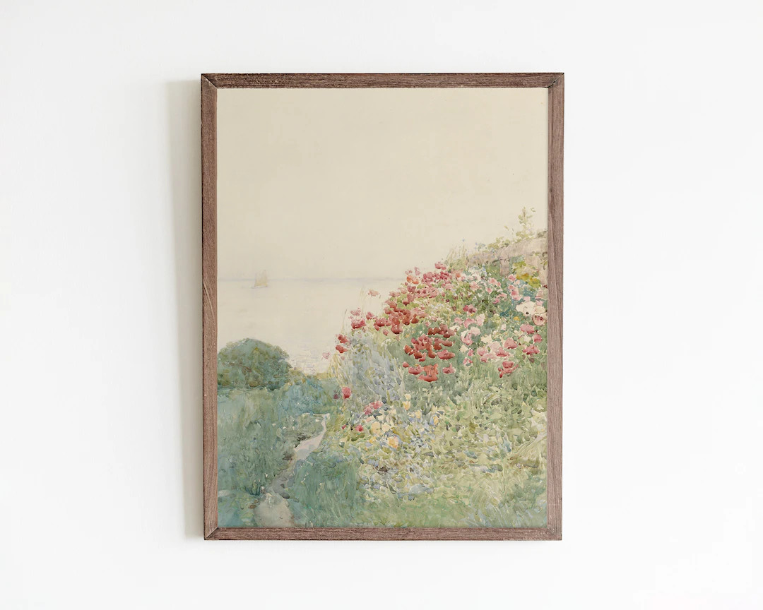 Wildflower field, vintage painting, digital printable wall art | Etsy (CAD)