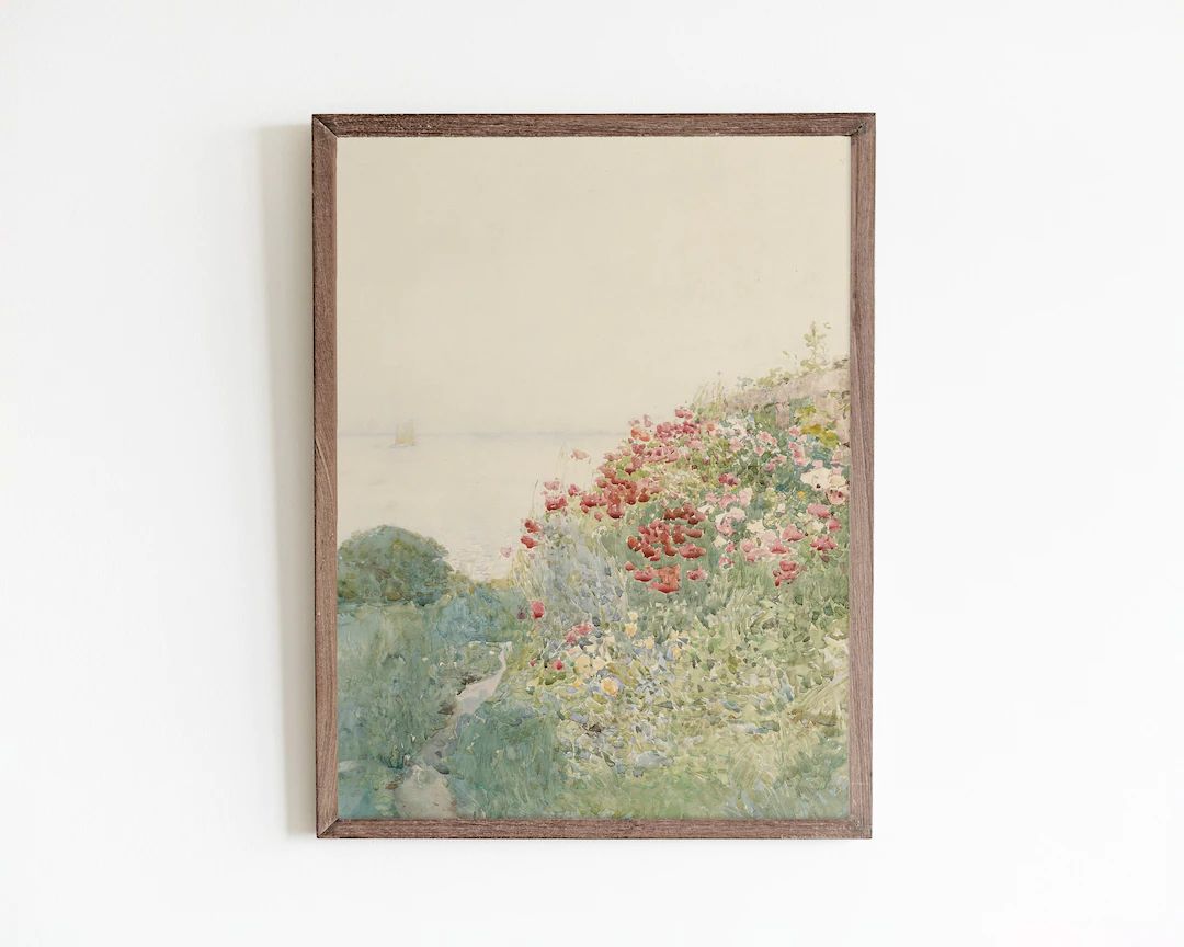 Wildflower field, vintage painting, digital printable wall art | Etsy (CAD)
