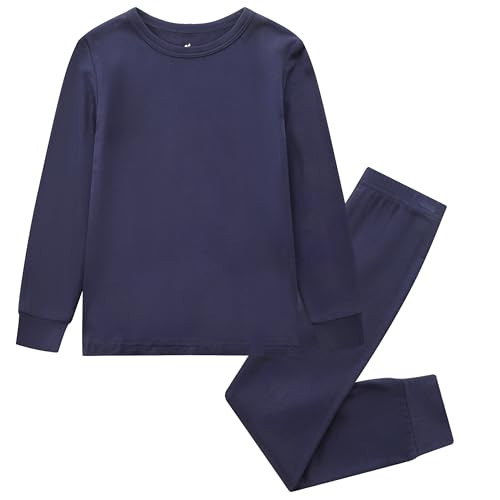 O2 BABY Toddler Pajamas Boys Girls Pajama Set, Unisex Viscose from Bamboo Baby Pajamas, Soft Solid Sleepwear 2-piece PJS Set (4T, Navy) | Amazon (US)