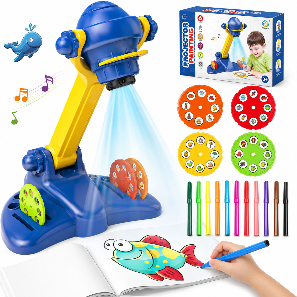 HXFOU Kids Drawing Projector Kit with Trace and Draw Projector, Coloring Pencils, Crayons & Activity Books, Art Craft Kit for Boys and Girls Ages 3+ - Walmart.com | Walmart (US)