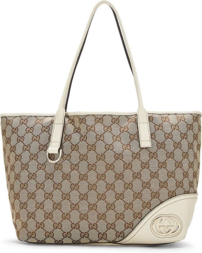 Amazon.com: Gucci, Pre-Loved White Original GG Canvas Britt Tote, White : Luxury Stores | Amazon (US)