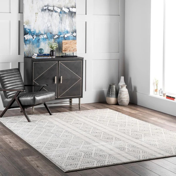 nuLOOM Contemporary Geometric Diamond Area Rug - 8' x 10' - Grey | Bed Bath & Beyond