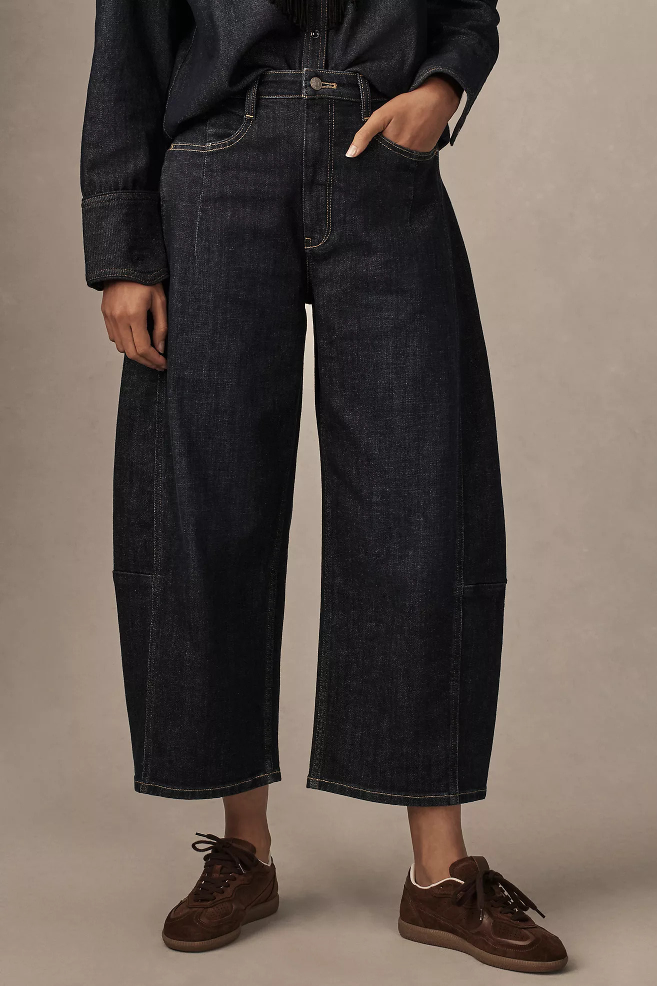 The Kenna Mid-Rise Heritage Barrel Jeans by Pilcro | Anthropologie (US)