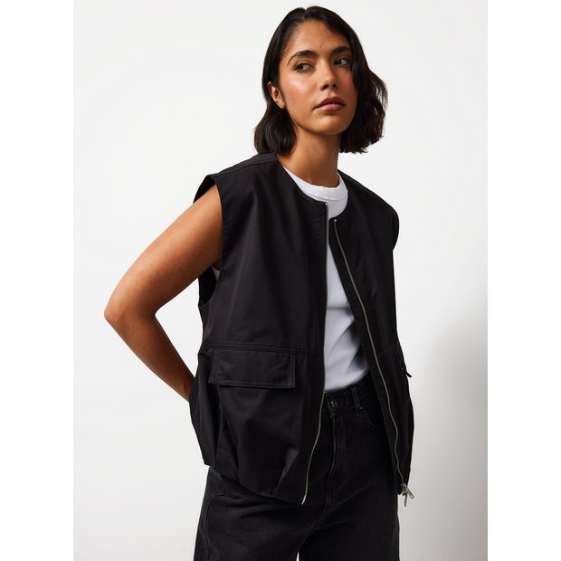 Black Collarless Zip Gilet 14 | Tu Clothing