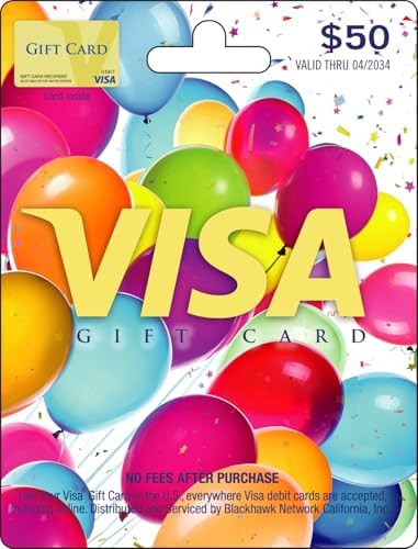 Visa $50 Balloons Gift Card (plus $4.95 Purchase Fee) | Amazon (US)