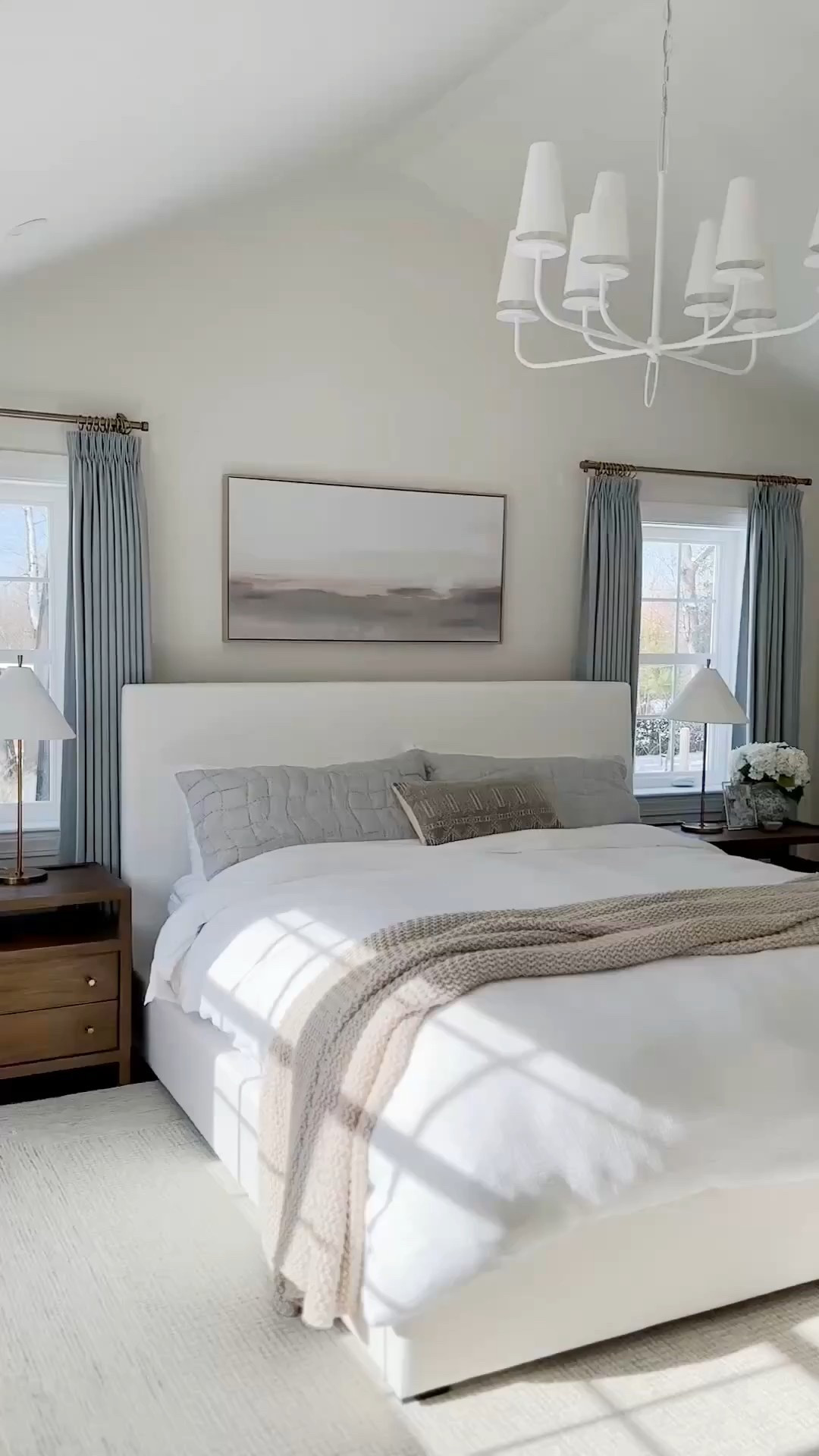 Coastal meets traditional elegance! I love every part of my primary bedroom! Shop everything here!