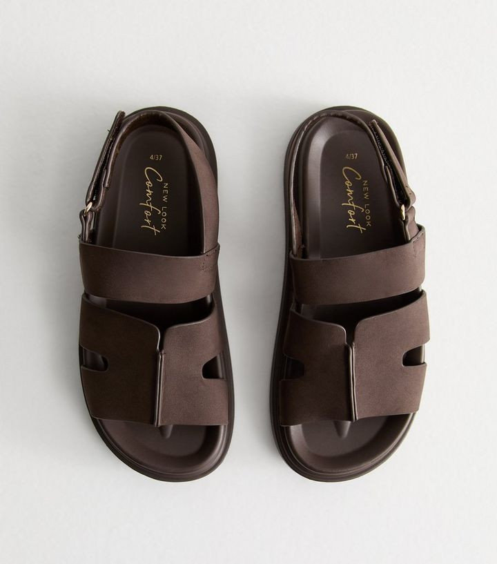 Brown Faux Leather Chunky Strap Sandals
						
						Add to Saved Items
						Remove from Saved I... | New Look (UK)