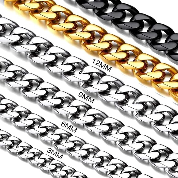 Suplight 3mm/6mm/9mm/12mm Miami Curb Cuban Link Chain for Men Women, 316L Stainless Steel /18K Go... | Amazon (US)