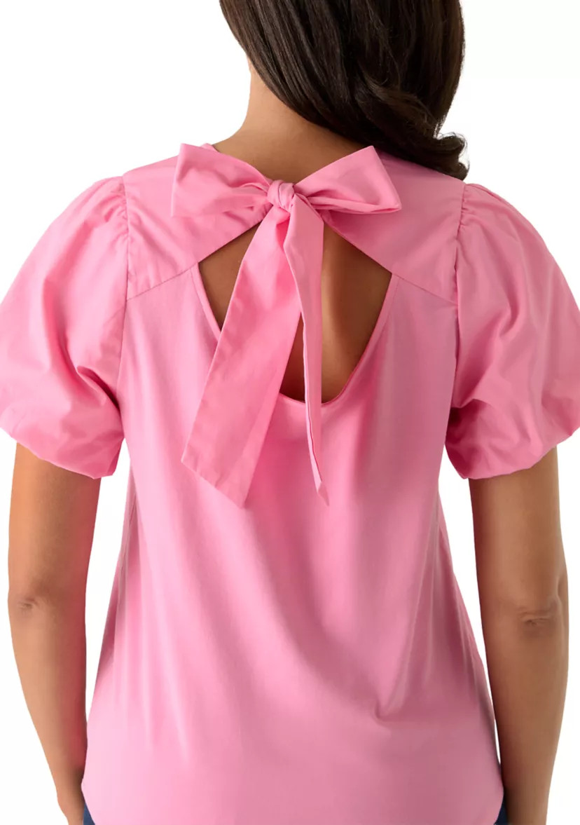 Women's Short Sleeve Bow Back Knit Top | Belk