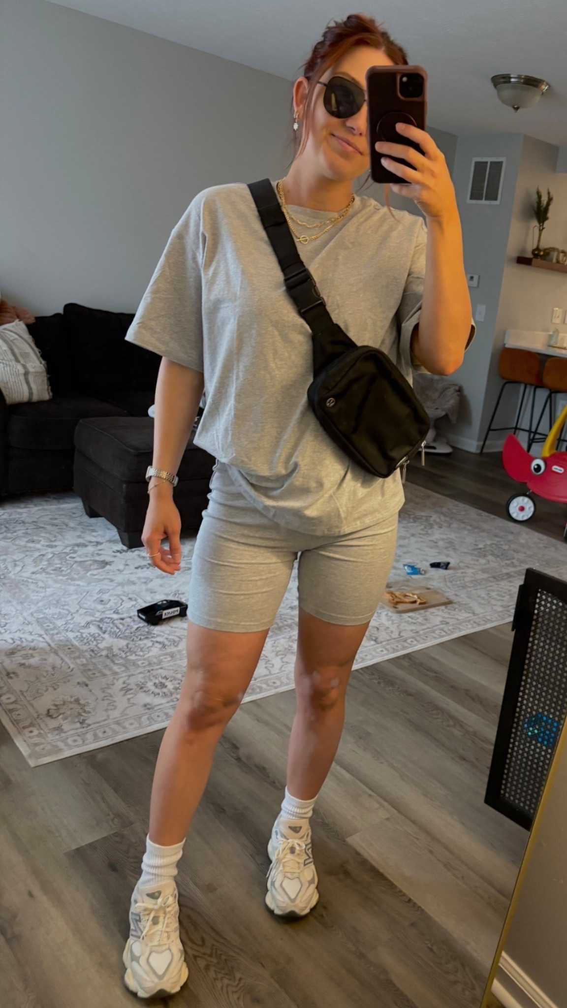 Simple affordable mom fit. Live running errands in this set or going to the park. Give it a little side tuck and dress it with jewelry! Size small. 

#LTKStyleTip #LTKShoeCrush #LTKKids