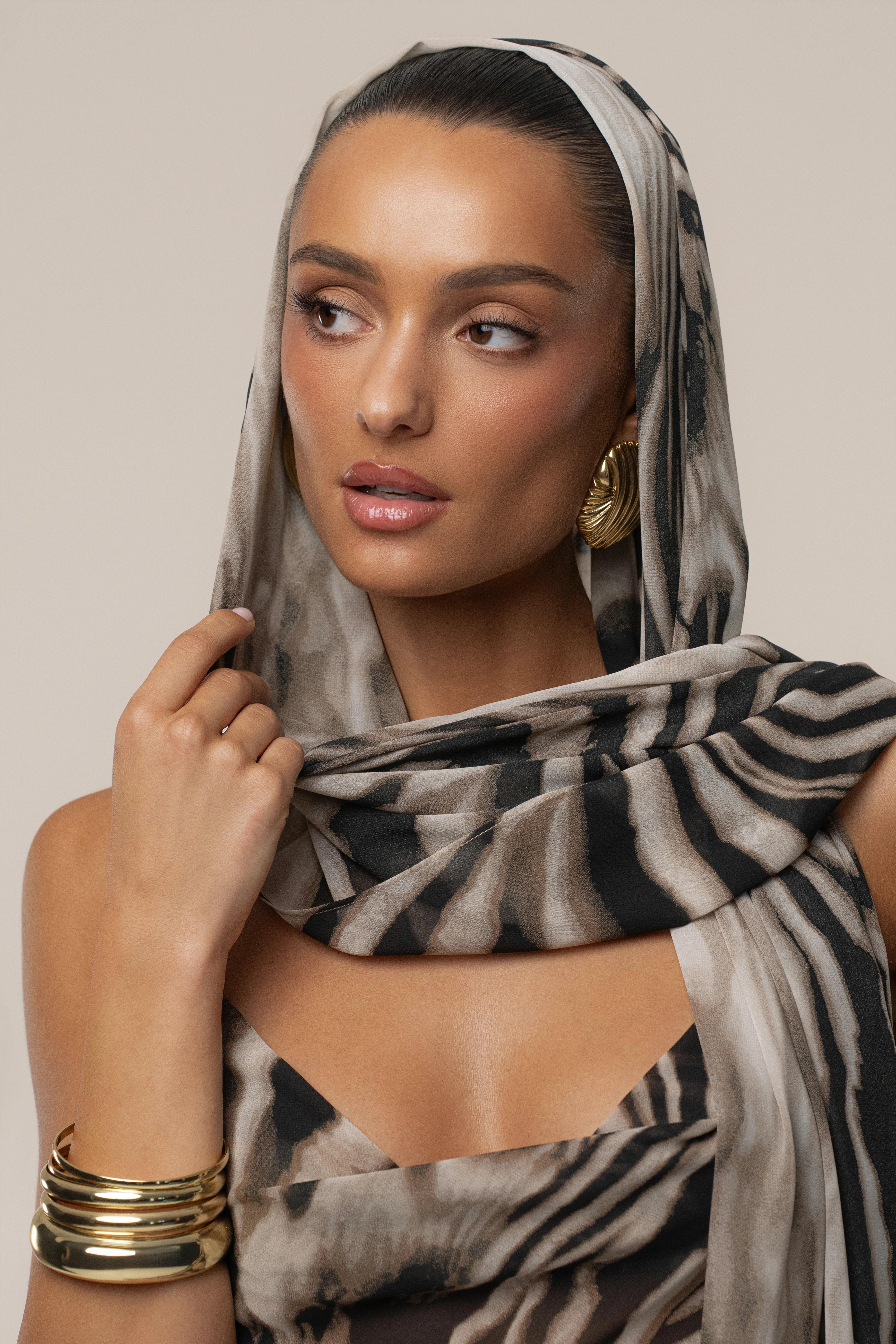 Brown Zebra Print Shadow Safari Scarf ONE SIZE | JLUXLABEL
