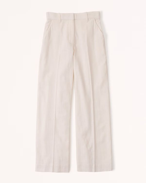 Clean Linen-Blend Tailored Wide Leg Pant | Abercrombie & Fitch (UK)