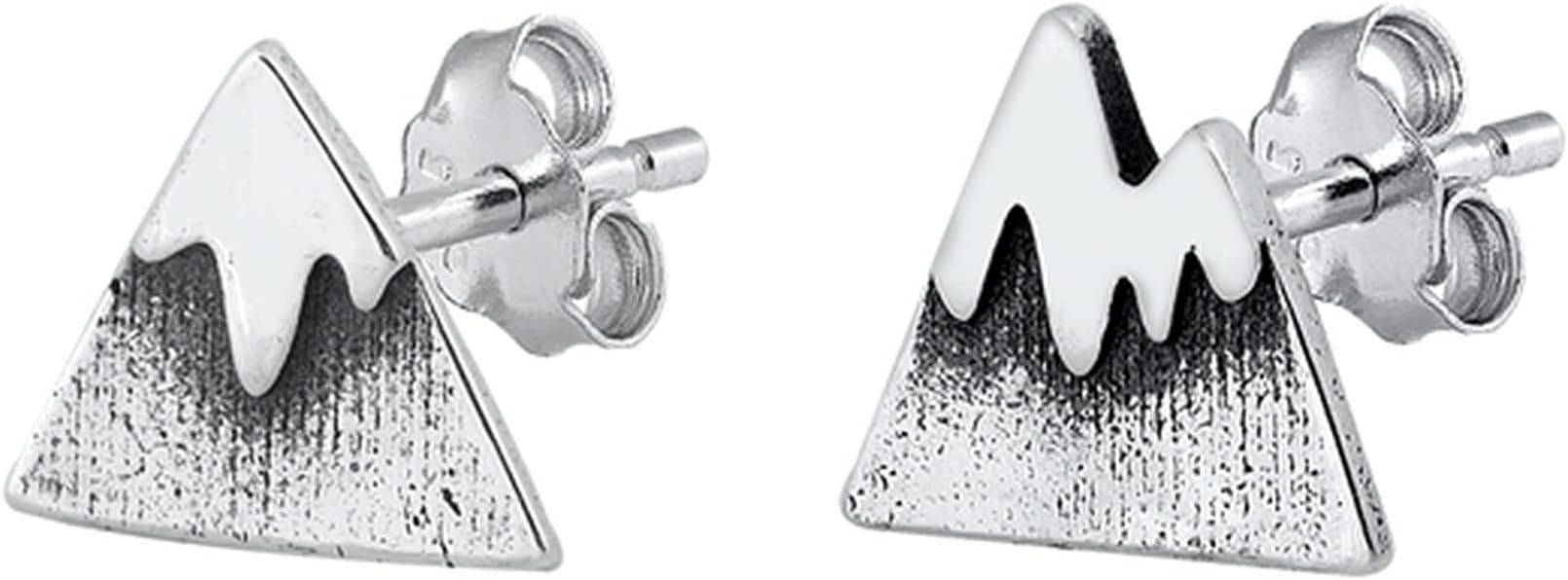 925 Sterling Silver Mountain Stud Push Back Earrings | Amazon (US)