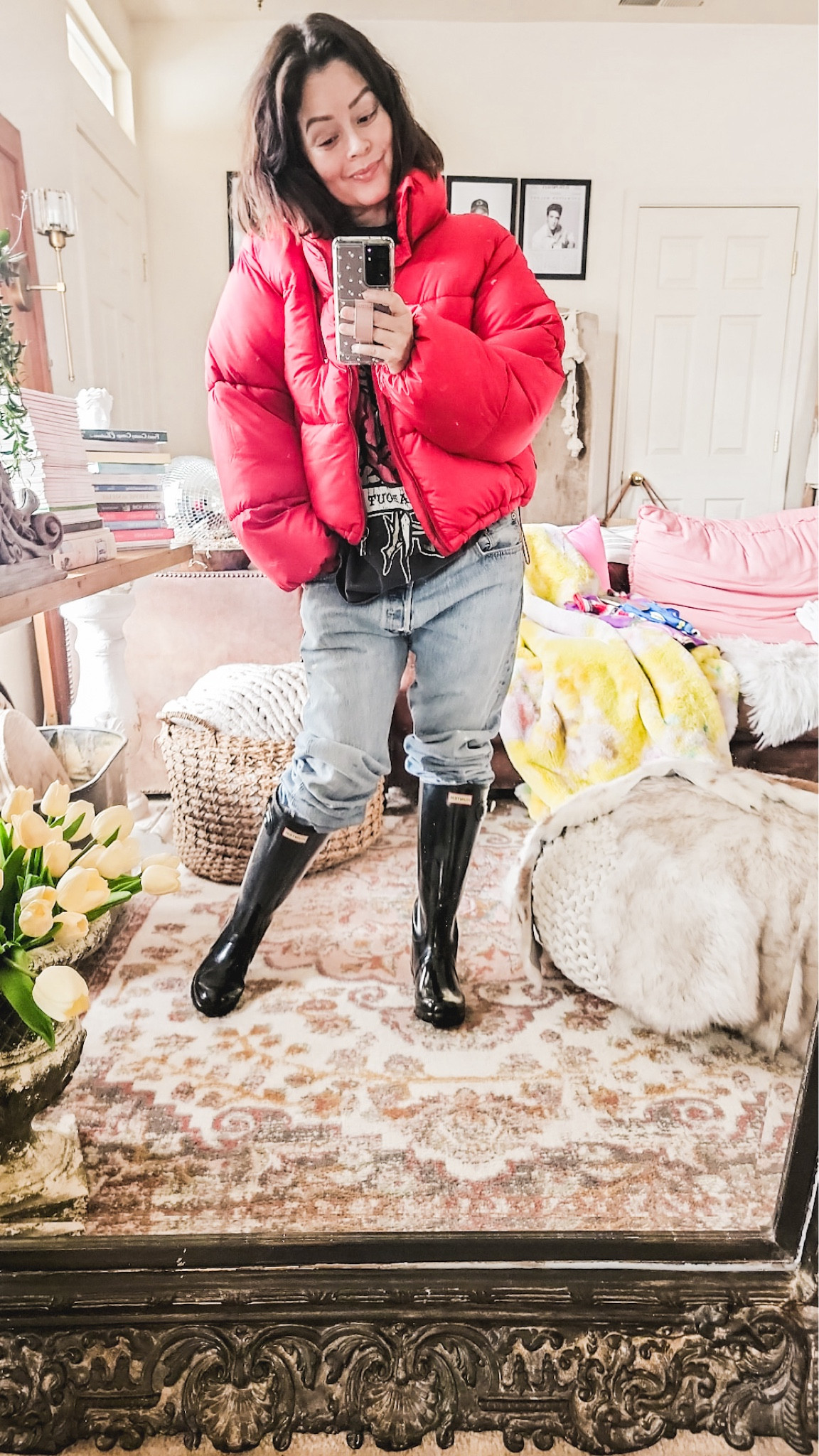 Rain boots
Wearing a size 6 in boots. Large in jacket. Vintage 501 

#LTKsalealert #LTKstyletip #LTKSeasonal