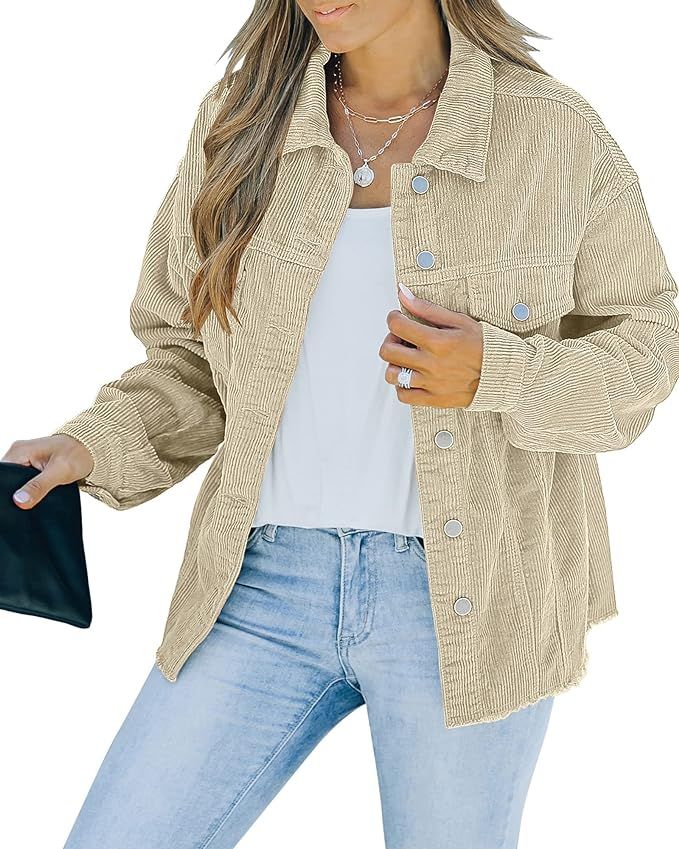 LookbookStore Corduroy Shacket Jacket Women Oversized Jackets Fall Winter Coats | Amazon (US)