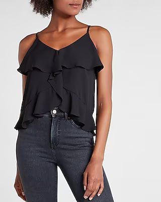 Ruffle Front V-Neck Cami | Express