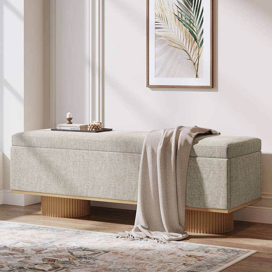 Tribesigns 50.39" Storage Bench with Padded Seat Cushion, Upholstered Shoe Bench with Flip Up Sto... | Amazon (US)