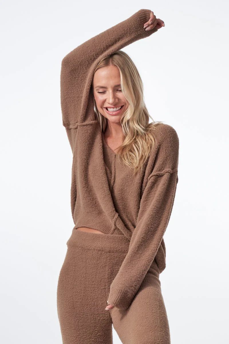 Cozy Vneck Sweater Deep Taupe Tan | DYI Define Your Inspiration