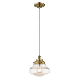 AVIANCE LIGHTING Ghessington 1-Light Antique Brass Mini Pendant with Champagne Glass HD62931 - Th... | The Home Depot